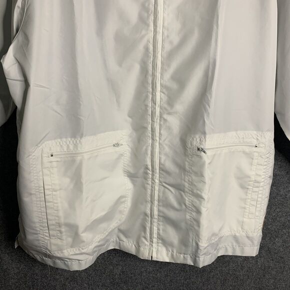 Avenue Sport White Hooded Full Zip Windbreaker Jacket Women 18/20 Zipper Pockets - Picture 3 of 14